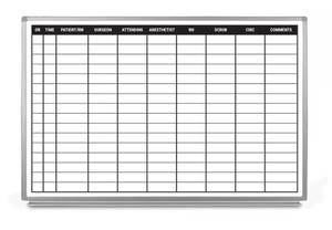 OR Schedule Dry-Erase Hospital Whiteboard (Version 1)